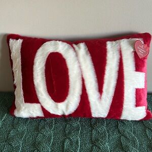 Envogue Valentine Faux Fur Pillow Red Ivory LOVE ❤️ NEW